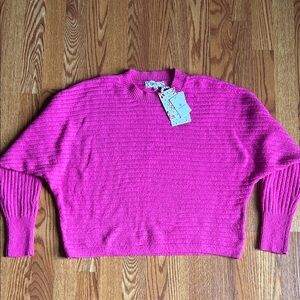 Pink Rose Vibrant Pink Crew Neck Sweater Size Large